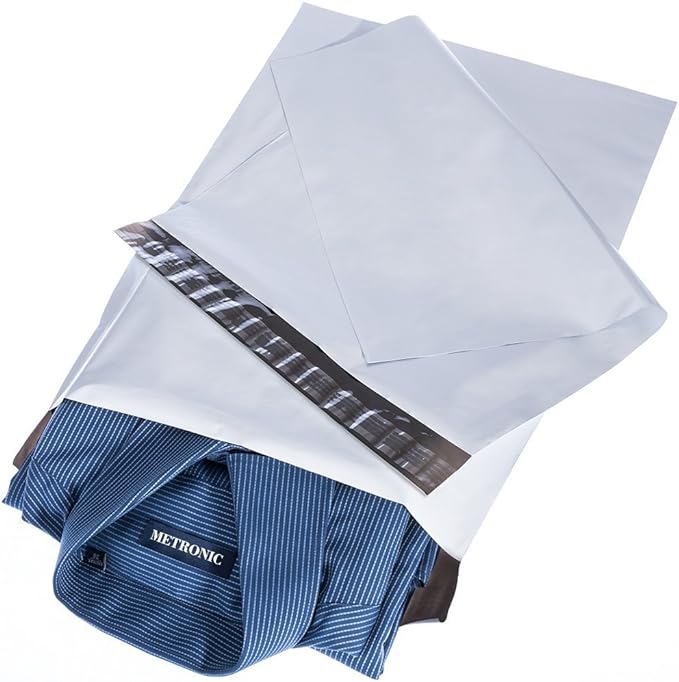 Metronic Poly Mailers 12x15.5 100 Pcs Medium Size Shipping Bags for Clothes | Waterproof Mailers Poly Bags for Small Business, Thick Self Seal Shipping Envelopes Mailing Bag Package Bags in White