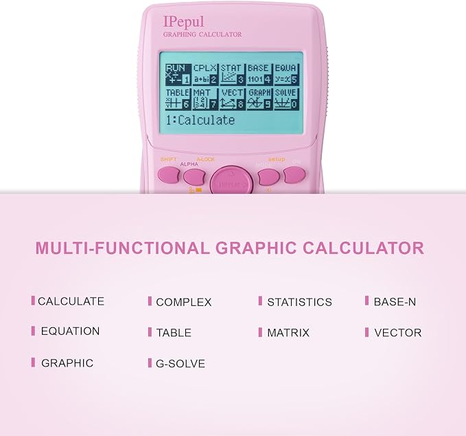 Pink Scientific Calculators with Graphing Functions, IPepul 10 Modes Math Calculator for High School and College Students, Teachers, Office, Algebra, Geometry, Statistics, Pink School Supplies