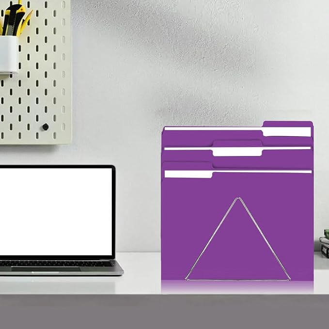 File Folder, RAZCC 100 Pack 1/3 Cut Tab File Folders Letter Size, Purple Folders for Dcouments, Folders with Tab Great for Organizing and Easy File Storage