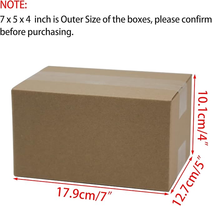 7x5x4 Inches Shipping Boxes, Brown Corrugated Cardboard Boxes for Small Bussiness, 25 Pack