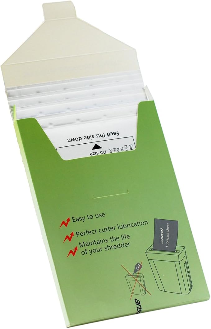 24 Pack Paper Shredder Lubricant Sheets, Paper Shredder Sharpening & Lubricating Sheets