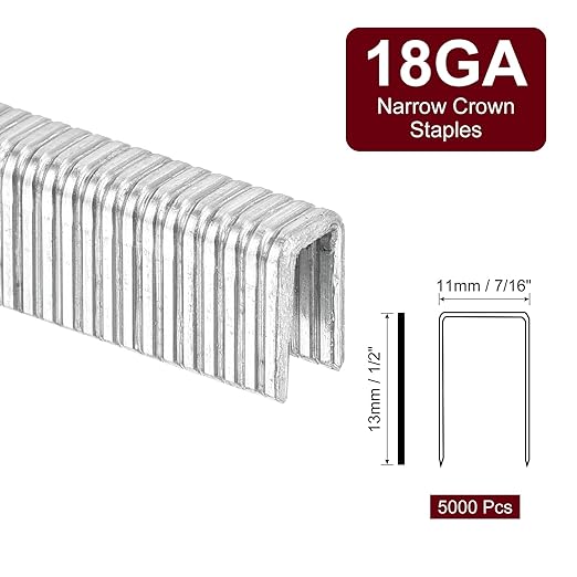 uxcell 18 Gauge Narrow Crown Staples 1/4" x3/8", 5000Pcs Galvanized Steel for Pneumatic, Electric Stapler, White