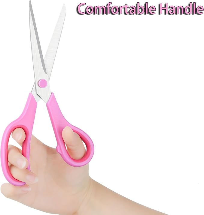 Scissors for Office Home School Craft Sewing Fabric Supplies(Pink), 8 Inch | Cute Pink, All Purpose, Stainless Steel