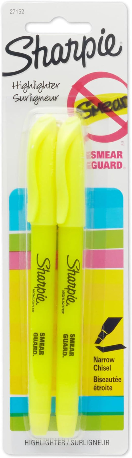 Sharpie Accent Pocket-Style Highlighters, 2 Fluorescent Yellow Highlighters (27162PP)