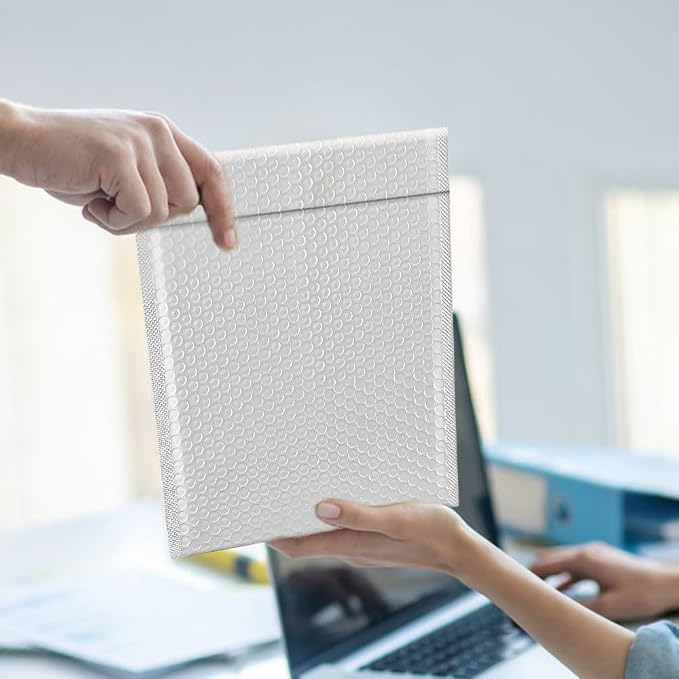 Koja Extra Thick Padded Bubble Mailers, 6x10 in, 25-Pack, White | Usable interior size 6x9 in. Self-seal closure for secure packaging. Ideal for shipping and small business mailing.