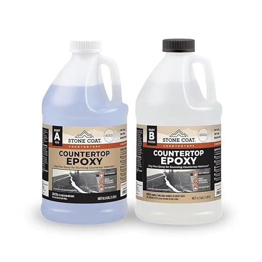 Stone Coat Countertops Epoxy Resin Kit for Countertops, Bar Tops, 1 Gallon | UV, Scratch & Heat Resistant, Food Safe for Kitchen Countertop, Tabletop, Shower Walls, Wooden Bar Top, & Art Craft Projects