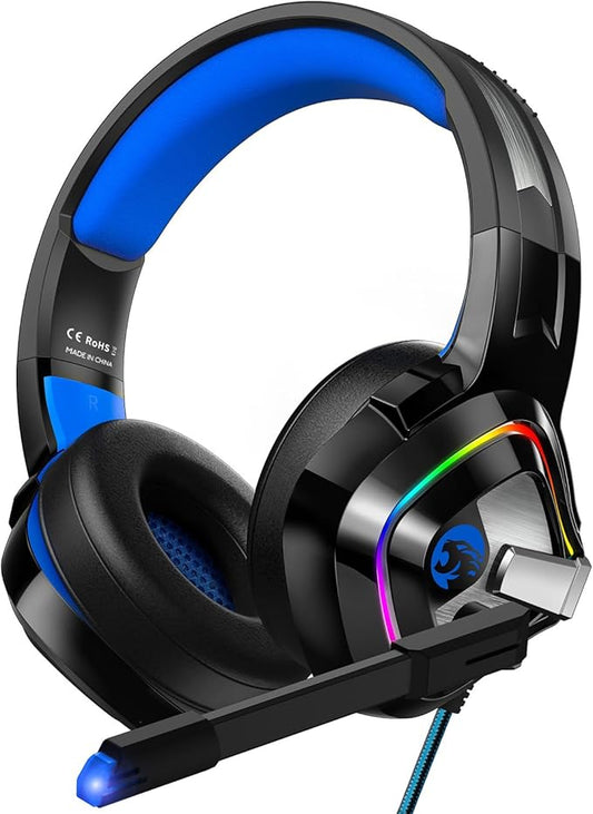 ZIUMIER Gaming Headset for PC, PS4, PS5, Xbox One, Xbox Series S/X, Switch, Noise Canceling Microphone, Stereo Surround Sound, 3.5mm Wired Gaming Headphones