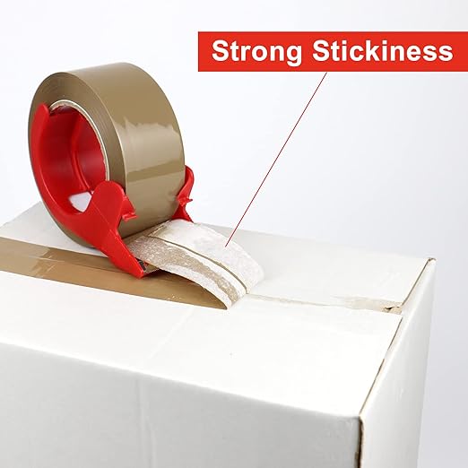 Brown Packing Tape with Dispenser, 2.4 mil, 1.88 inch x 110 Yards 6 Rolls, Ultra Strong, Refill Industrial Shipping Box Packaging Tape for Moving, Office, & Storage