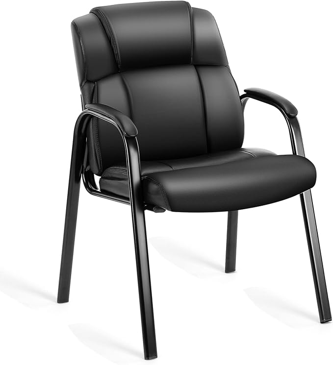 OLIXIS Office Waiting Room Chairs Set of 6, Stationary Side Guest Chair | PU Leather, Comfy Padded Arms, Fit Home Conference Meeting Lobby Area, Medical Clinic Church Elderly Student