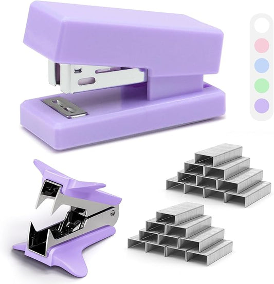 Purple Mini Stapler with Staples, Portable Office Supplies Set with Small Stapler, Staple Remover and 2,000 Staples, Cute Mini Stapler for Desk, School, Office & Home Desk Essentials