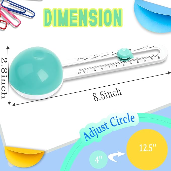 Circle Cutter, Paper Circle Cutter, Craft Circles Cutters for Crafts, Circular Paper Cutters, Adjustable Circles CutterTool for Papers, Compass Cutting Tool, Cutting Diameter 4'' to 12.5''