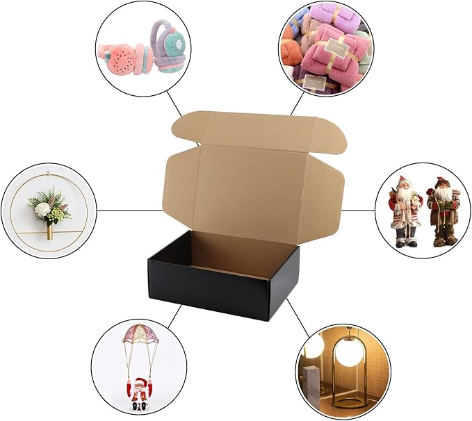 Hoikwo Medium Shipping Boxes for Mailing Shipping Packaging, Corrugated Cardboard Boxes for Packaging Small Business, (Black, 12x9x4-20 Pack) | for Mailing Shipping Packaging, Corrugated Cardboard Boxes for Packaging Small Business, (Black, 12x9x4-20 P...