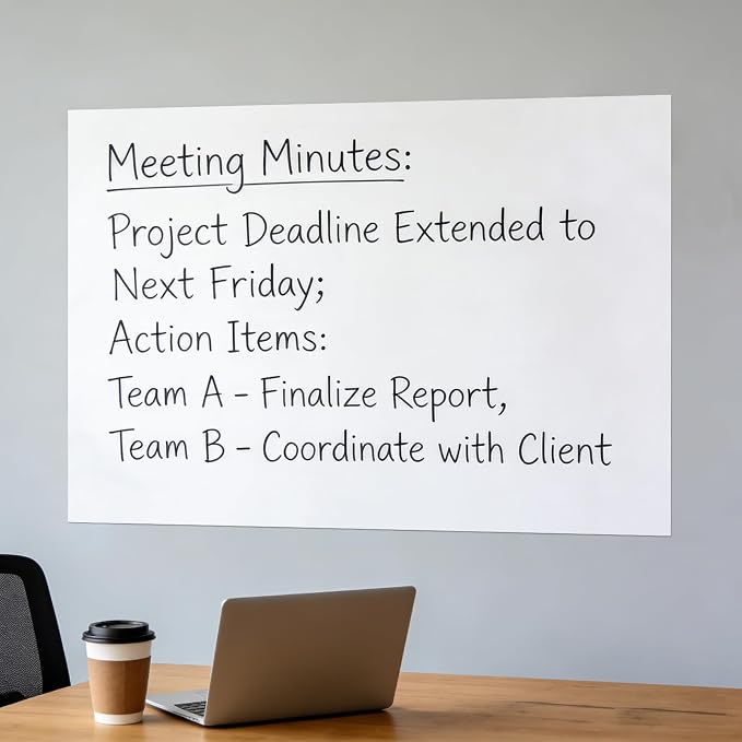 Whiteboard Adhesive Contact Paper, 60×40" in Magnetic Whiteboard Roll, Dry Erase Board for Wall. Ideal for Schools, Offices, and Homes. Includes Markers and Dry-Erase Board.
