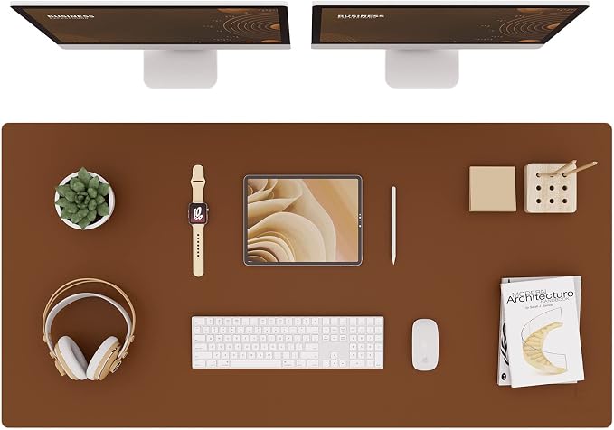 K KNODEL Extra Large Desk Mat, Leather Mouse Pad (47.2"x23.6", Brown) | Desk Pad, Keyboard Pad, Computer and Laptop Mat, Desktop Protector and Cover, Writing Pad and Blotter for Home Office