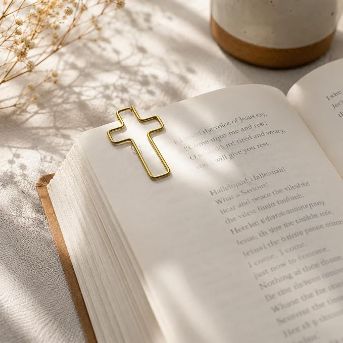 100 Pcs Gold Cross Paper Clips - Cross Paper Clips for Bible, Cross Paperclips for Bible Study and Journaling, Versatile for Home and Office Use