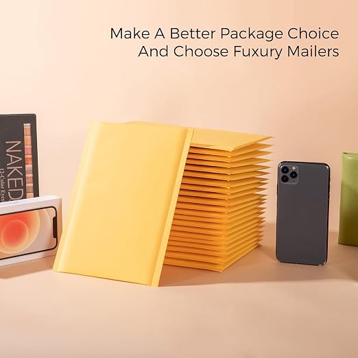 Fuxury Kraft Bubble Mailers 6x10" 600Pack Strong Adhesion Padded Envelopes | Usable Size 6x9" Self Seal Bubble Envelopes Waterproof Padded Mailers Packaging Bags for Small Business,#0 Mailers Yellow