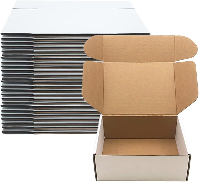 8x6x3 inch Shipping Boxes Set of 25,White Corrugated Cardboard Box for Mailing Literature Mailer Small Business Packing Gifts Shipping Packaging Craft Giving Products (8 x 6 x 3 Inches)