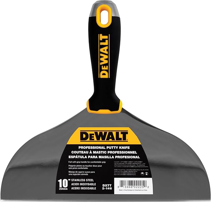 DEWALT 10" Putty Knife | Stainless Steel w/Soft Grip Handle | DXTT-2-146
