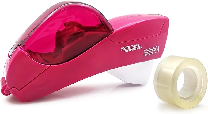 Automatic Tape Dispenser for Wrapping Gifts, Handheld Packaging Tape Dispenser Gun with Cutter, Dispensers for Adhesive Tapes-Pink