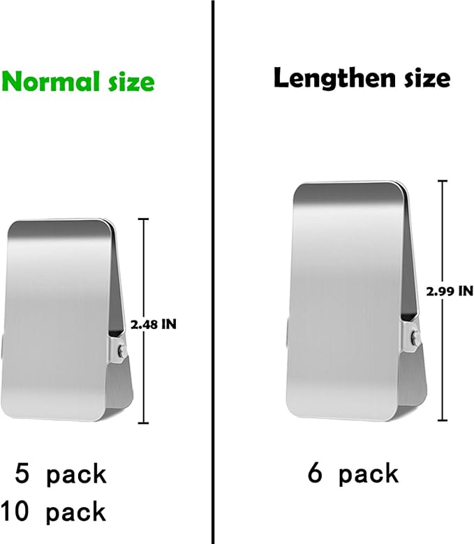 BURLIHOME Chip Bag Clips,3" Long Chip Clip,Silver,6-Pack | Label&Date with Marker,Ribbed Inner Grip for anti-slip, Strong Hold&Sturdy,Fits Chips/Coffee/Snacks