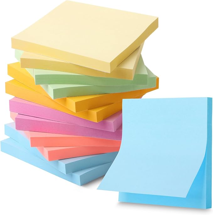 Mr. Pen- Sticky Notes, 3"x3", 12 Pads, 720 Sheets, Pastel Colors | Sticky Notes Bulk, Self-Stick Note Pads, Perfect for Office, School, Home, Study & Organization