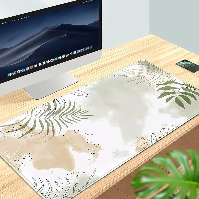 Keyboard mat Kawaii Mousepad Matcha Green Plant Abstract Accessories Desk pad Mouse mat for Desktop Gamer Girl Office Accessories for Women Pink Desk Organizer Large Gaming Pads …