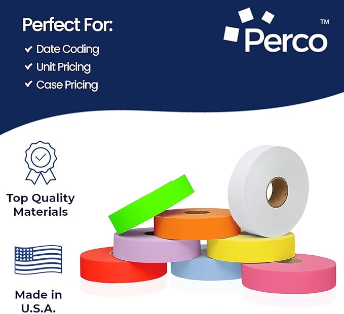 Monarch 1131 Multicolored Sleeves—24 Rolls, 3 Sleeves, 60,000 Labels for Monarch 1131 Price & Date Guns—Includes White, Yellow, Blue, Lavender & Fluorescent Colors (Red Green Pink Orange)—Made in USA
