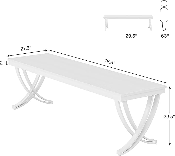 Tribesigns 2-Person Office Computer Desk, 78.7-Inch Extra Long Desk, Large Double Writing Desk for Home Office, Workstation Work Desk for Two People with Stylish Legs (White)