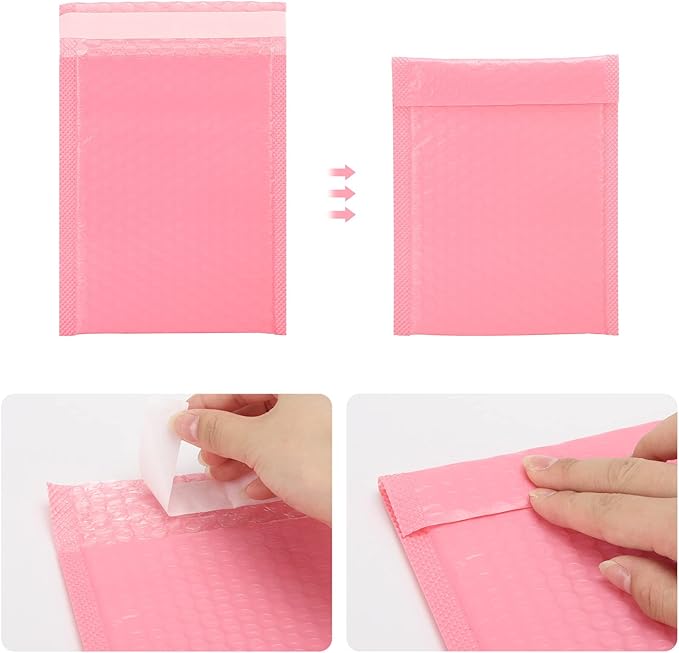 40 pcs Bubble Mailer Envelopes 7 x 5.2 Inch, Waterproof Self Seal Bubble Envelopes Padded Mailers for Small Business, Pink