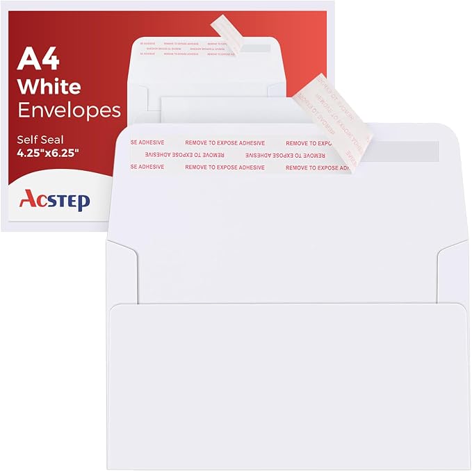 3000Pack A4 Envelopes 4-1/4 X6-1/4 Inch Self seal White 4 X 6 Envelopes For for Weddings, Invitations, Photos, Postcards, Greeting Cards Mailing,Baby Shower, Graduation