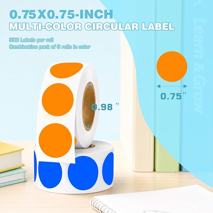 3/4 Inch Color Coding Label Stickers,4000PCS Circle Inventory Sticky Dots Sticker(8 Colors)