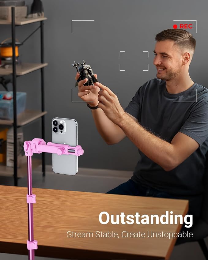 VIMOSE 66" Phone Tripod, Tripod for iPhone with Remote & Phone Stand | Extendable Cell Phone Tripod for Video Recording, Ultimate Tripod & Monopod Accessories for iPhone/Android, Ruby Star