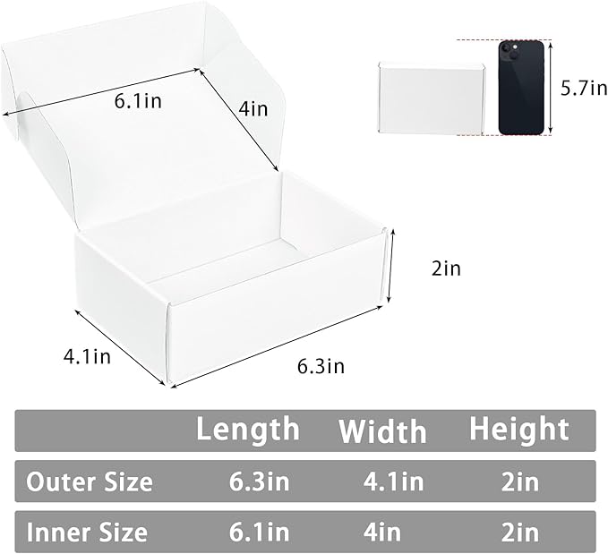 White Shipping Boxes Small 6x4x2 Inches, 45 Pack Corrugated Cardboard Mailer Boxes for Packaging Small Business Mailing Gift