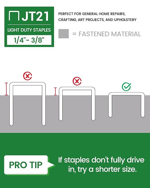 meite JT21 Staples, Assorted 3 Sizes (1/4", 5/16", 3/8") Fine Wire Staples for Staple Gun - Galvanized 7/16" Crown JT21 Staple Refill, Ideal for Upholstery, Crafts, Furniture, 2,400 Counts