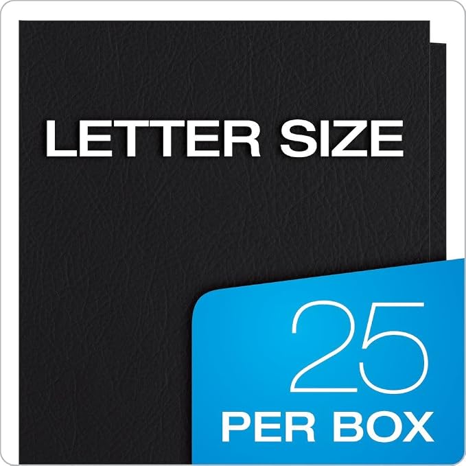 Oxford Twin-Pocket Folders,Textured Paper,Letter Size,Black,Holds 100 Sheets,Box of 25 (57506EE),8-1/2 x 11,(Pack of 5)