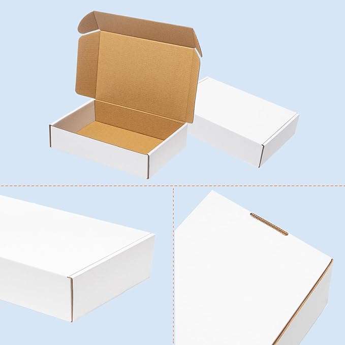 Shipping Boxes 9x6x4 inches 30 Pack White Corrugated Cardboard Mailing Box for Small Business - Literature Mailer Mail Packaging Supplies