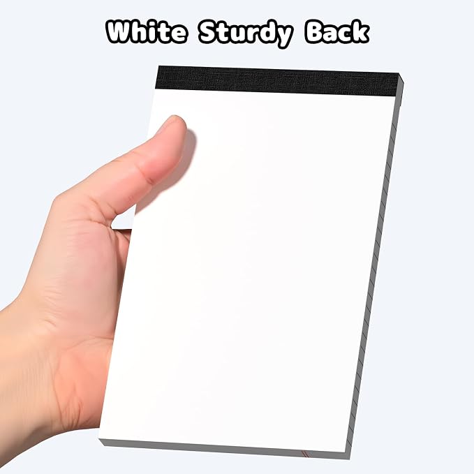 6 pcs Note Pads Legal Pads 5x8, Notebook College Ruled, White Notepads | Glyanlee 6 Pack Micro Perforated Writing Pads, Small Lined Paper Pads, Pad of Paper for Office Home School