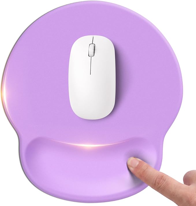 Mouse pad with Wrist Rest,Relieving Pain Memory Foam Computer pad, Ergonomic Desktop Mouse, Silicone Material Mouse pad, with Non-Slip PU Base (Purple)