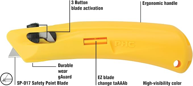 Pacific Handy Cutter EZ3 Safety Cutter, Ambidextrous Lightweight Box Cutter with Safety Point Blade