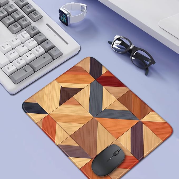 Imitation Wooden Tile Pattern, Brown Aesthetic Computer Mouse Pad, 26x21cm