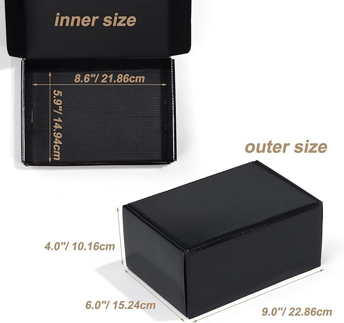 ZBEIVAN 9x6x4 Black Small Shipping Boxes, 20 Packs Corrugated Cardboard Mailer Boxes for Packaging Small Business Mailing Gifts Wrap Boxes with Lids