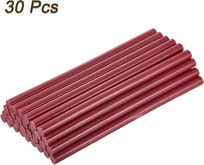 uxcell 30pcs Full Size Hot Glue Gun Sticks 8-inch x 0.43-inch High Sticky Large Hot Glue Sticks for Glue Gun, Wine Red