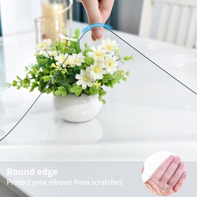 Clear Desk Mat, Non-Slip PVC Desk Protector Mat (27.6''*15.7'') | Desk Mat with Round Edge, Heat Resistant & Waterproof Clear Desk Writing Mat for Home and Office