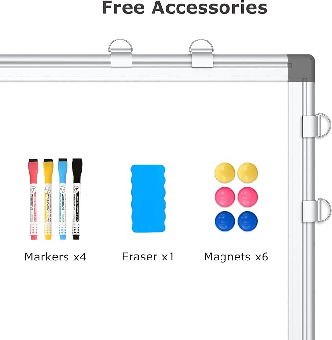 Magnetic Dry Erase White Board Cork Board Combo for Wall with Accessories | 36"x24" Vision Board Manifestation Whiteboard Corkboard Combination Aluminum Frame Home Office School Supplies ADHD Planner