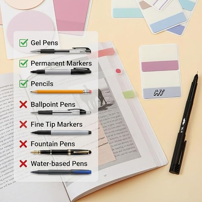 Mr. Pen- Transparent Sticky Notes Set, 1000 Sheets | Transparent Sticky Notes Tabs with Marker Pen for Bible Study, Office, School, Planning, Journaling & Organization