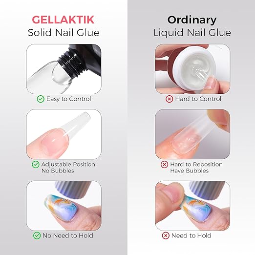 Solid Glue Gel for False Nail Tips, 30ml Gel Glue for Fake Nails Press On Nails, Nail Lamp Curing Needed, 30+Days Long Lasting