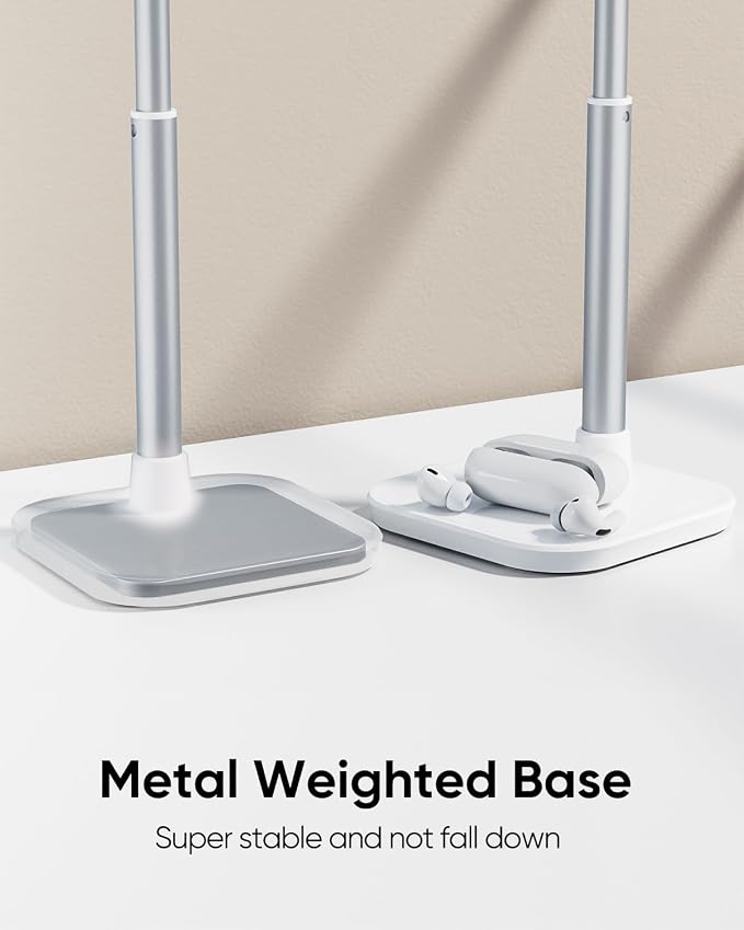 Cell Phone Stand, Phone Holder for Desk, Office Desktop iPhone Stand | Eye Level View, Reduce Neck & Back Strain, Height & Angle Adjustable, Hands-Free Video Chat, Accessories for 4-10" Smartphone