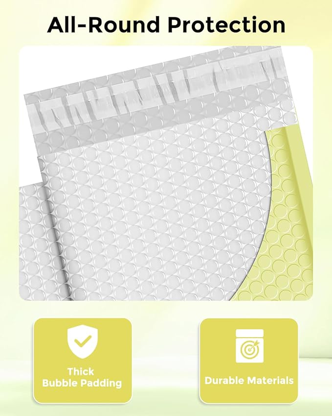 Metronic Bubble Mailers 6x10" 600 Pack Pale Yellow Self-Seal Padded Envelopes Usable Size 6x9" Waterproof Bubble Envelopes Bulk for Small Business Padded Mailers for Mailing Jewelry #0