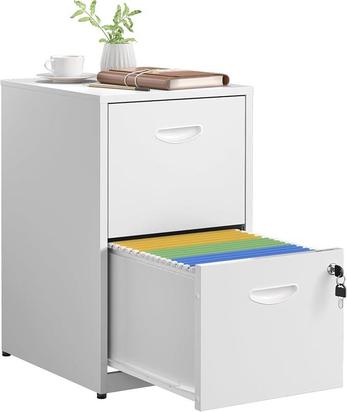 SteeLoong 2 Drawer File Cabinets,Metal Office File Cabinet with Lock,White | Filing Cabinets for Home Office,Vertical Modern File Cabinet Office Two Drawers for Hanging Letter,Assembly Required