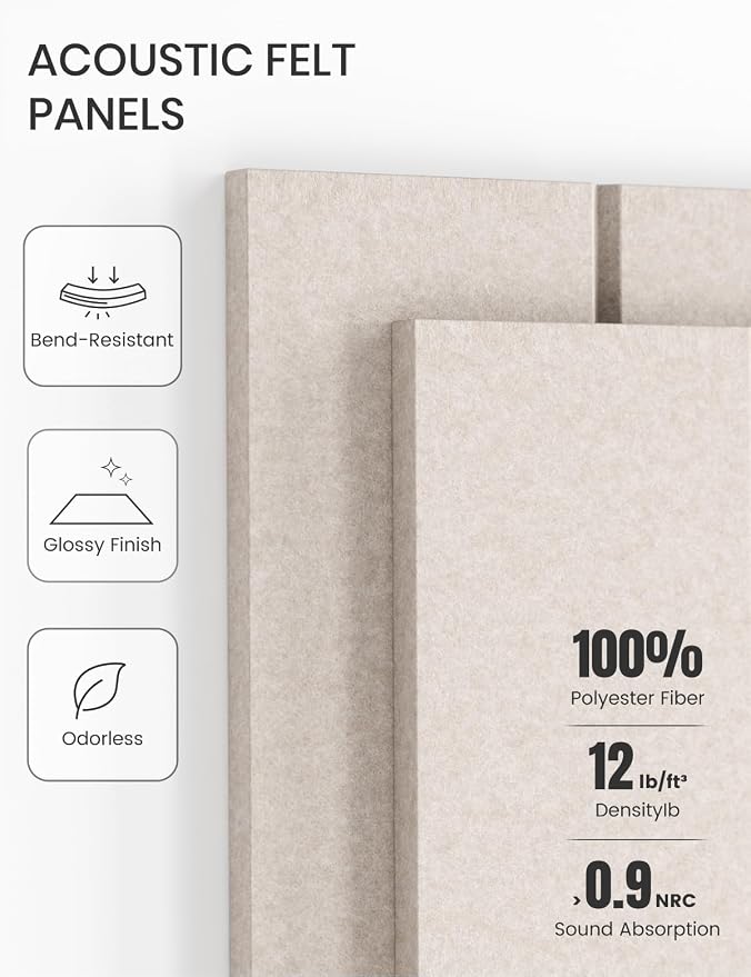 Fluxynara 36" x 24" Large Felt Bulletin Board, Oatmeal | 6 Pack Cork Board Alternative with 30 Safe Adhesive Tabs, Pin Boards for Wall Decor, Home, Office, Classroom,Dorm